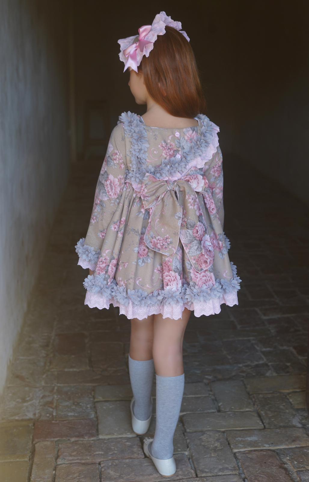 Ela Confeccion AW24 PRE-ORDER - Girls Floral Print Dress - Mariposa Children's Boutique