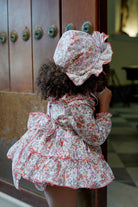 Ela Confeccion AW25 - Baby Girls Coral Coat with Matching Floral Dress & Bonnet