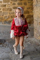 Ela Confeccion AW25 - Girls Red Rocio Puffy Layered Dress