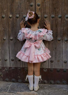 Ela Confeccion - Baby Girl's Rabbit Dress Set.  Back of dress showing bow design.  Made in Spain.