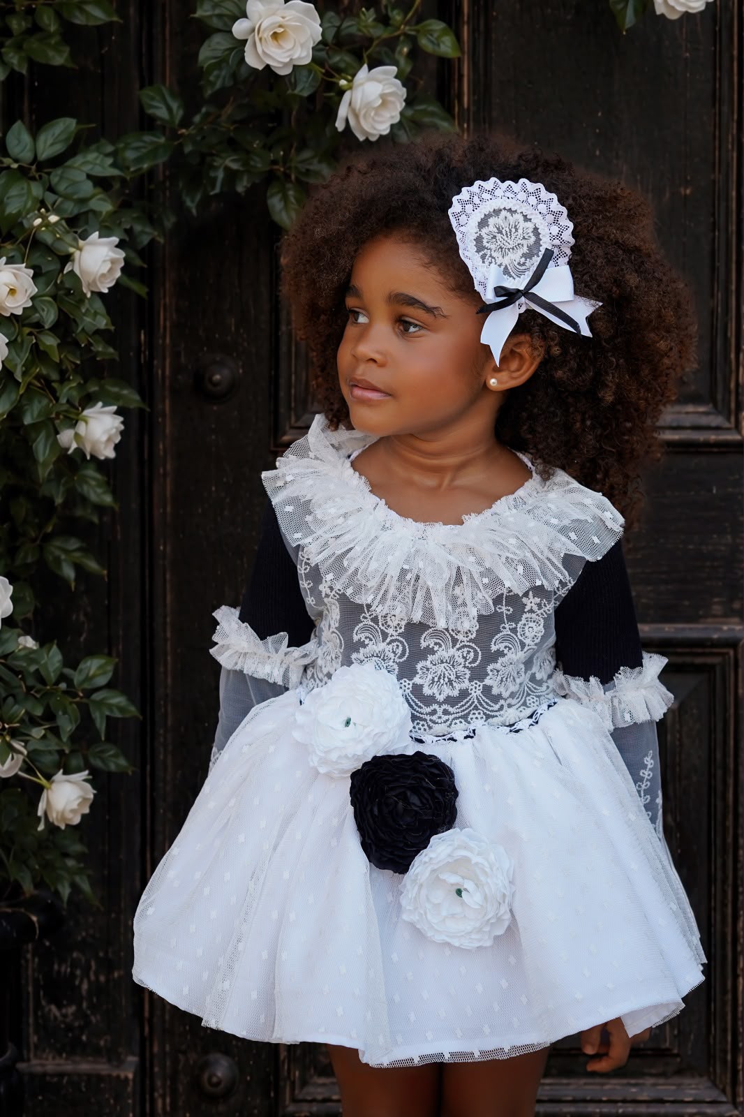 Ela Confeccion Girls Black and White Lace Detail Dress Set | AW26 PRE-ORDER