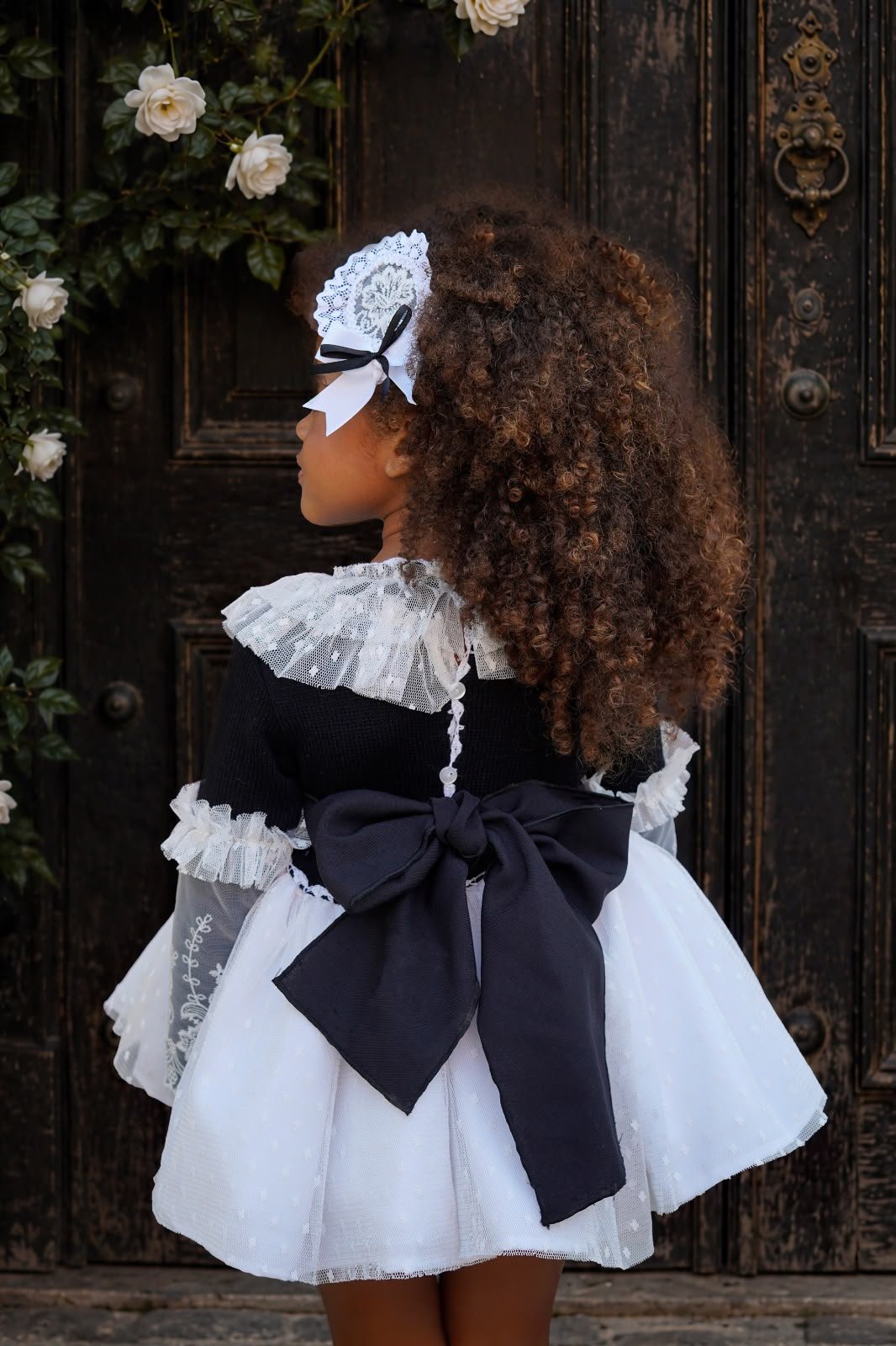 Ela Confeccion Girls Black and White Lace Detail Dress Set | AW26 PRE-ORDER