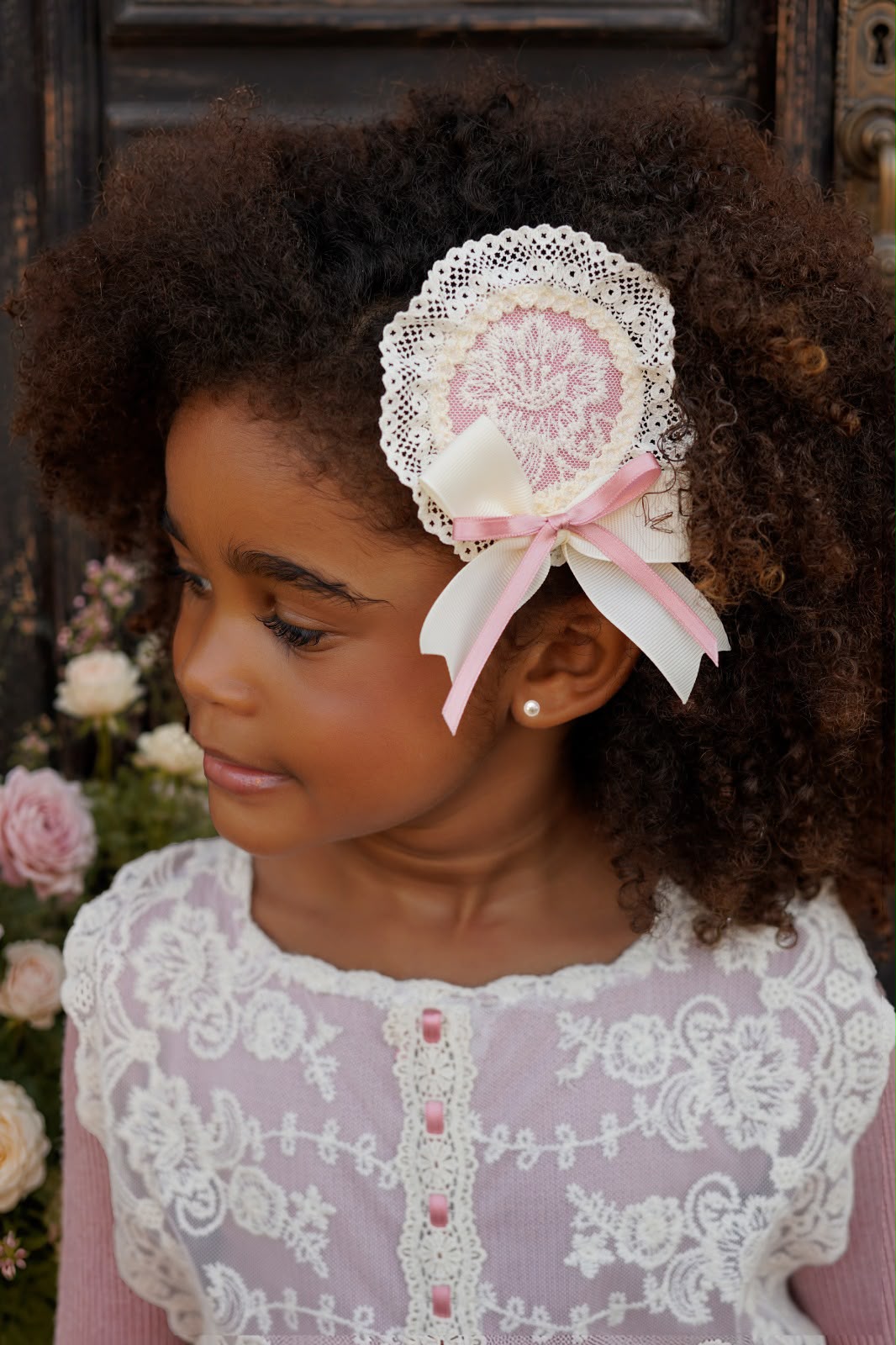 Ela Confeccion Girls Pink & Cream Lace Dress Set | AW26 PRE-ORDER