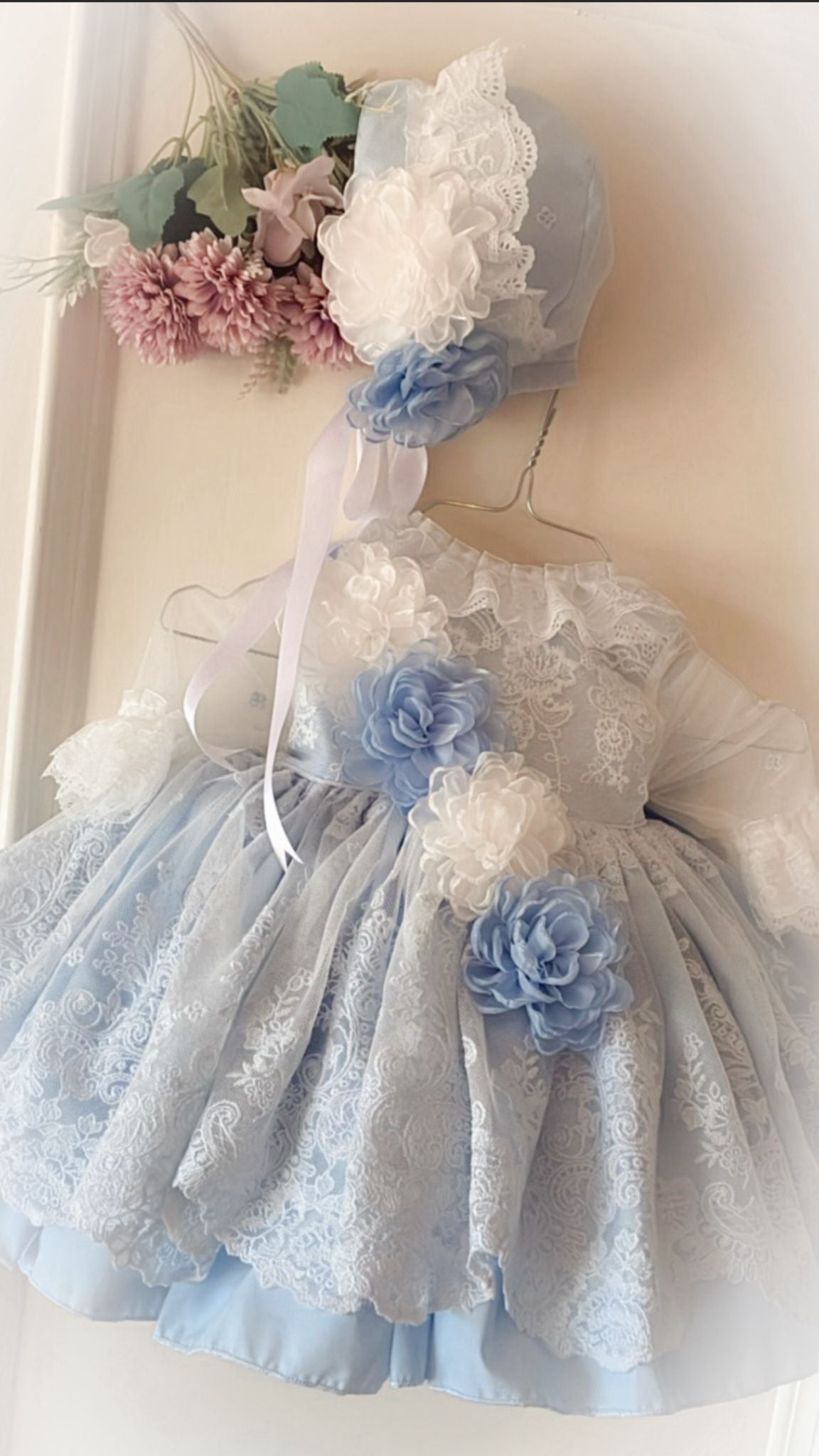 Ela Confeccion SS26 PRE - ORDER - Girls Baby Blue Tulle & Lace Dress