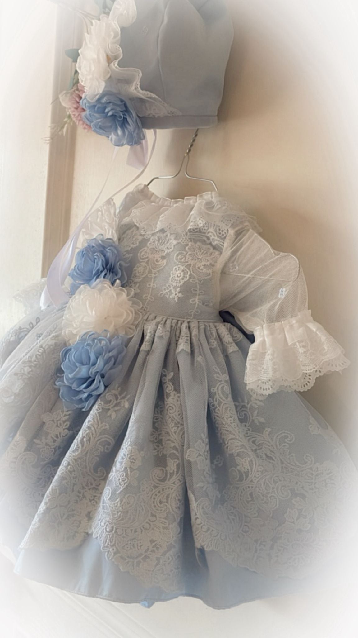 Ela Confeccion SS26 PRE - ORDER - Girls Baby Blue Tulle & Lace Dress