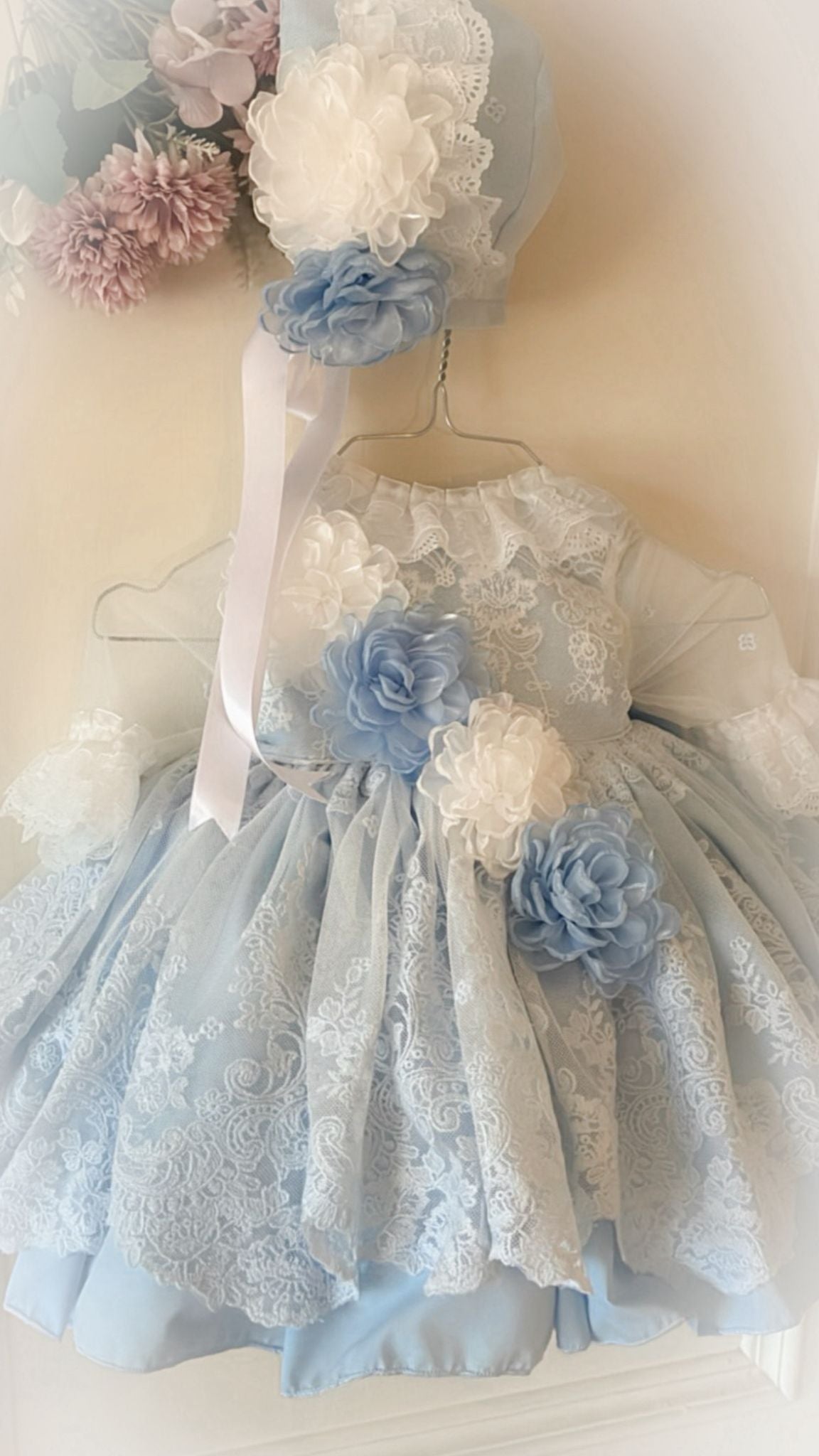 Ela Confeccion SS26 PRE - ORDER - Girls Baby Blue Tulle & Lace Dress