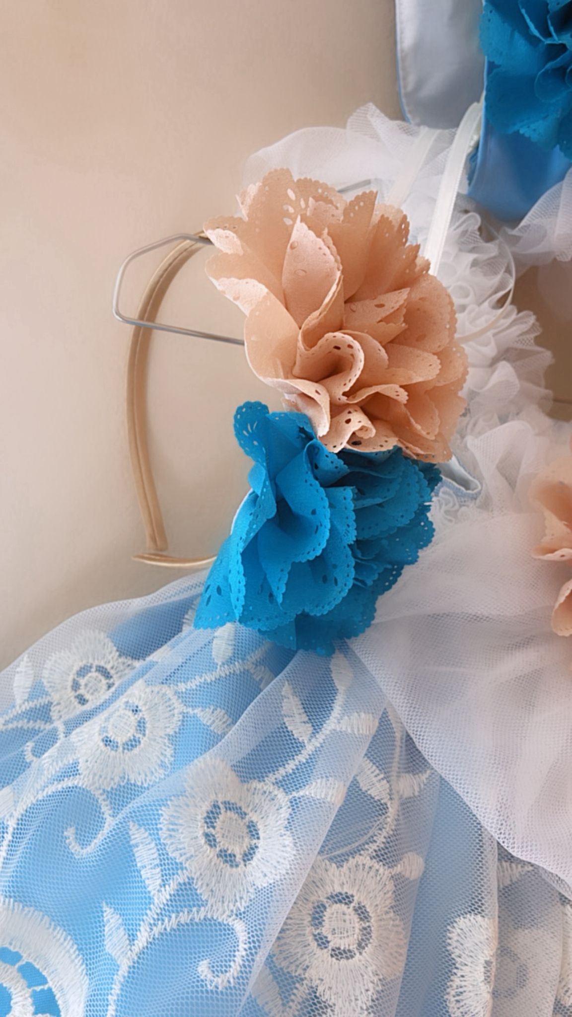 Ela Confeccion SS26 PRE - ORDER - Girls Blue & Ivory Lace Dress