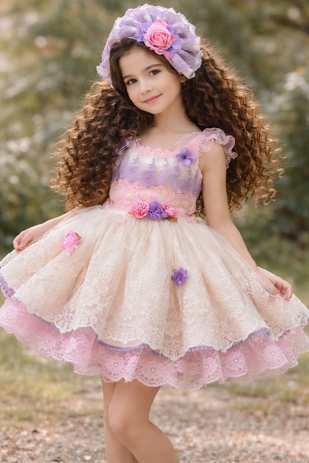 Ela Confeccion SS26 PRE - ORDER - Girls Cream, Pink & Lilac Tulle Dress