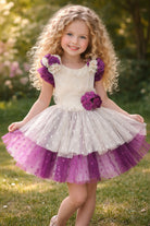 Ela Confeccion SS26 PRE - ORDER - Girls Cream & Plum Tulle Dress