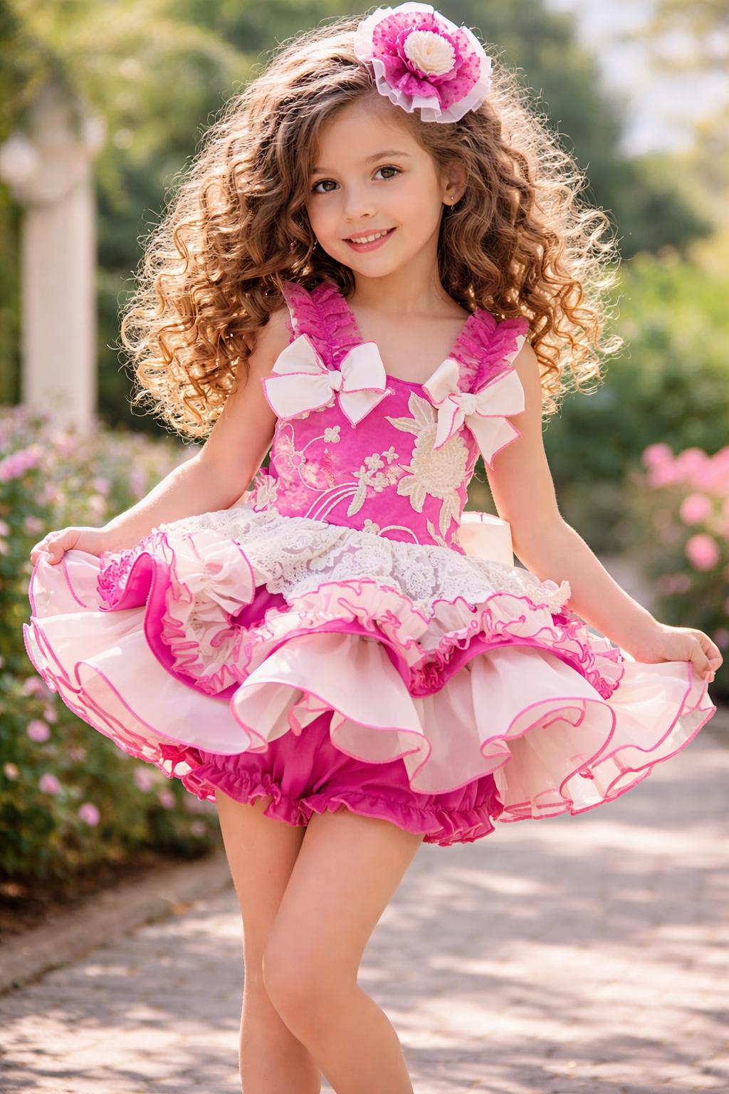 Ela Confeccion SS26 PRE - ORDER - Girls Fuchsia Pink & Ivory Dress
