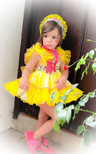 Ela SS24 PRE-ORDER - Girls Yellow & Pink Dress & Knickers - Mariposa Children's Boutique