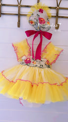 Ela SS24 PRE-ORDER - Girls Yellow & Pink Dress & Knickers - Mariposa Children's Boutique