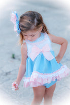 Ela SS24 PRE-ORDER Mini Collection - Girls Blue & Pink Dress, Knickers & Hairpiece - Mariposa Children's Boutique