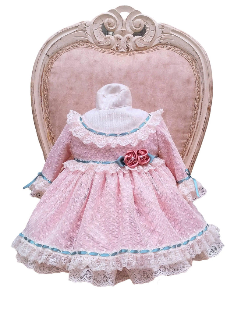 Exclusive Handmade to Order Isadora Baby Girls Pink & Blue Dress - Mariposa Children's Boutique