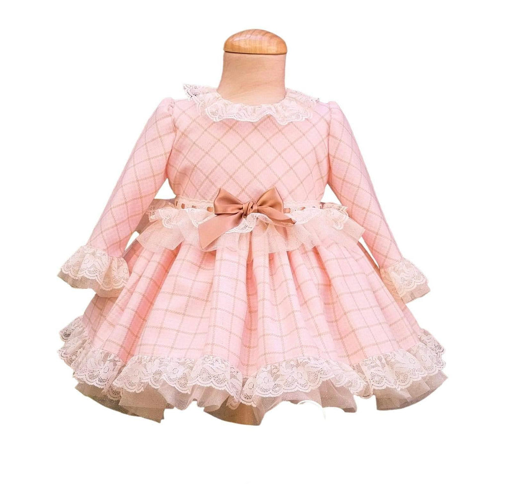 Exclusive Made to Order Camelia Pink & Cream Dress - Mariposa Children's Boutique