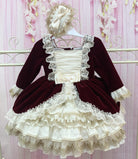 Exclusive PRE-ORDER - Merry BURGUNDY Velvet Dress - Mariposa Children's Boutique