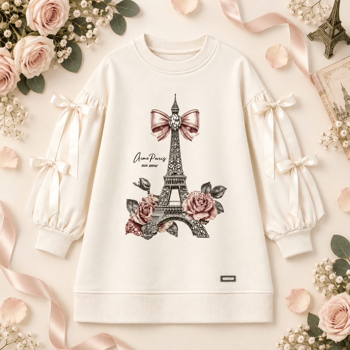 Giorgio Bambini Girls Beige Paris Bow Dress | AW26