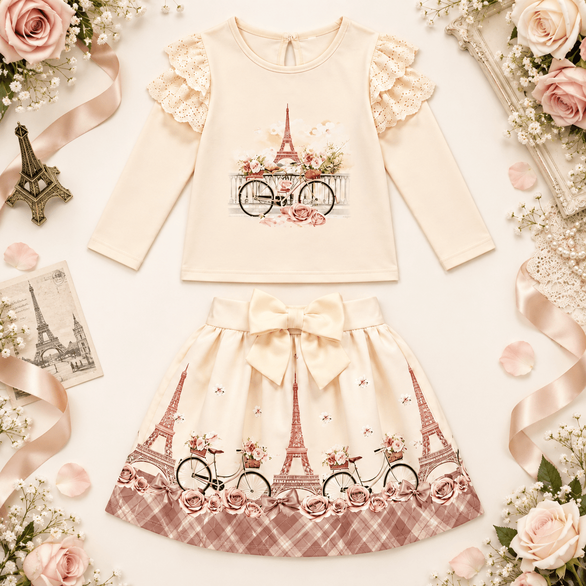 Giorgio Bambini Girls Beige Paris Skirt Set | AW26
