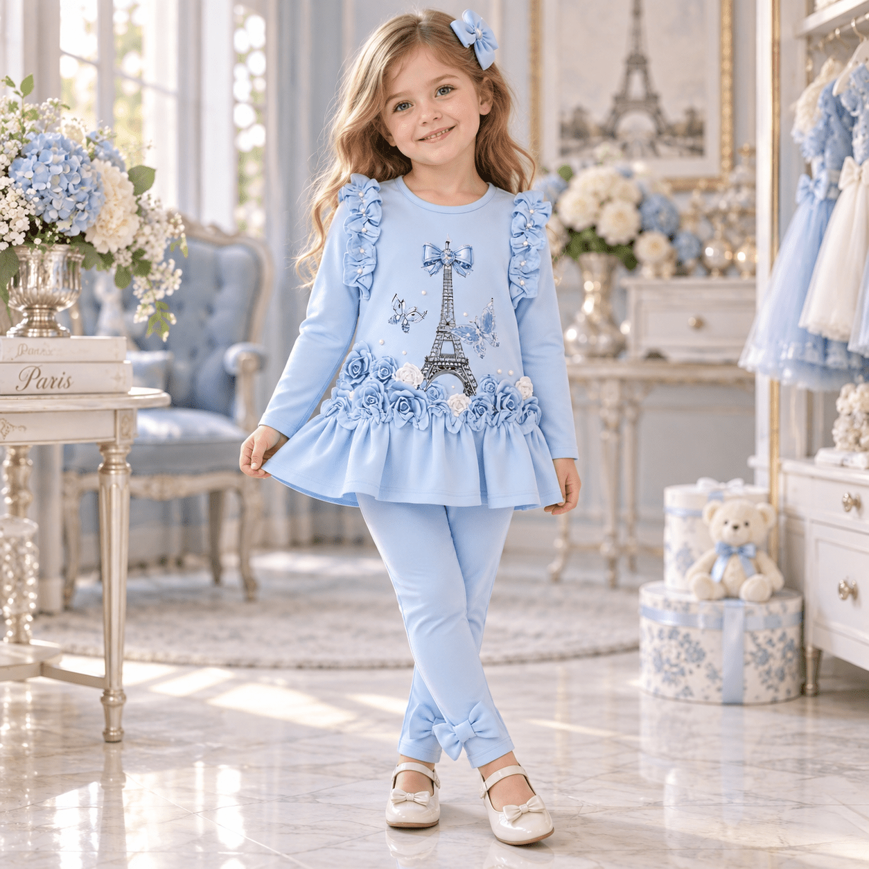 Giorgio Bambini Girls Blue Paris Leggings Set | AW26