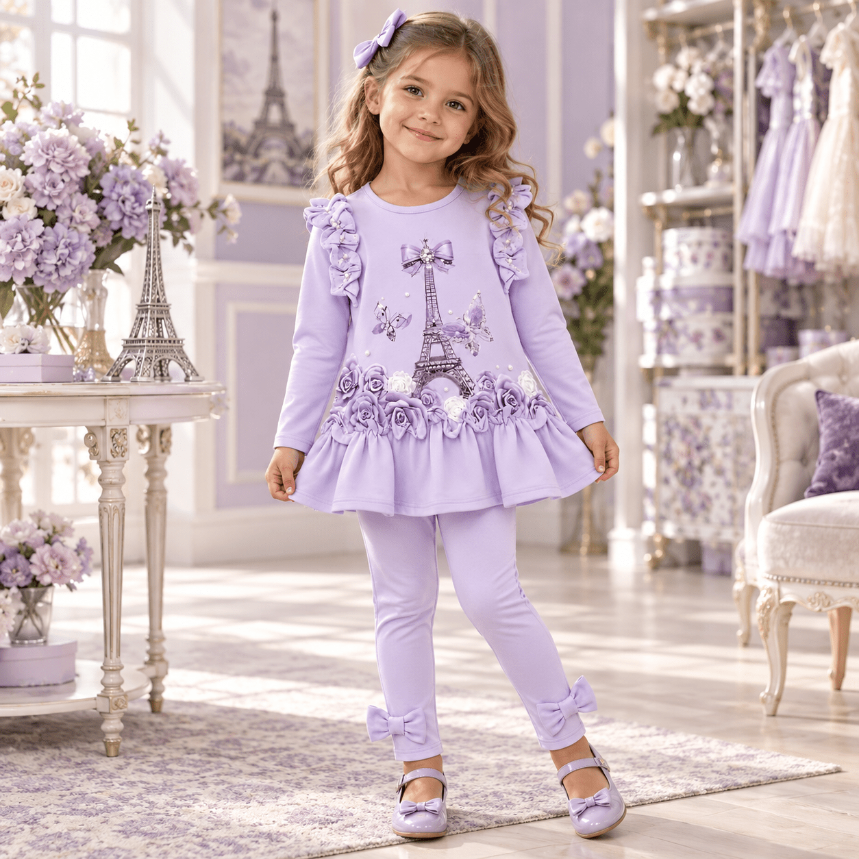 Giorgio Bambini Girls Lilac Paris Leggings Set | AW26