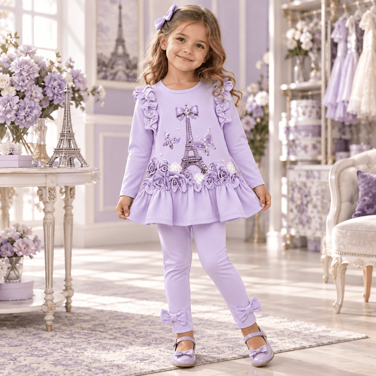 Giorgio Bambini Girls Lilac Paris Leggings Set | AW26