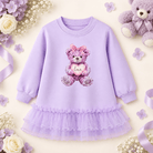 Giorgio Bambini Girls Lilac Teddy Bear Tulle Frill Sweater Dress | AW26