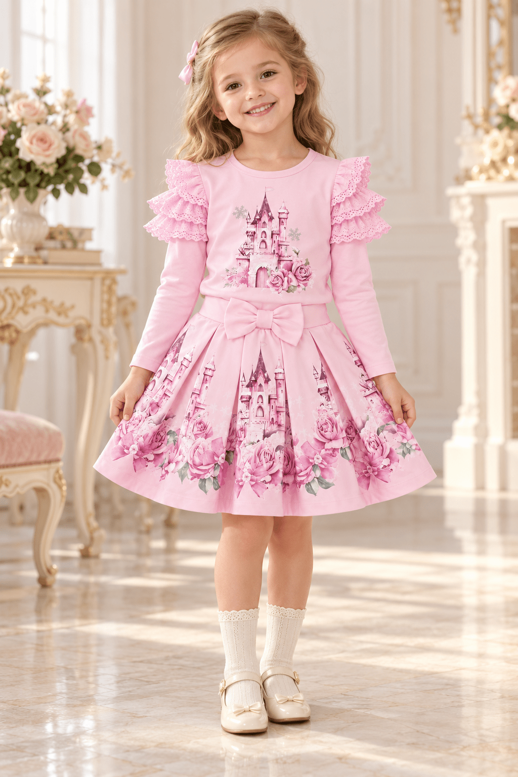 Giorgio Bambini Girls Pink Castle Skirt Set | AW26