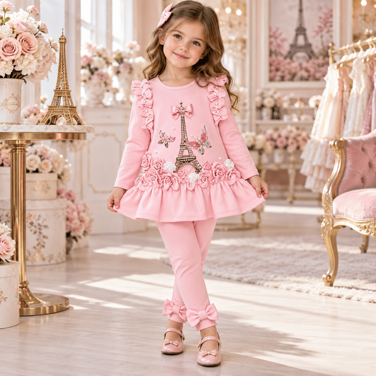 Giorgio Bambini Girls Pink Paris Leggings Set | AW26