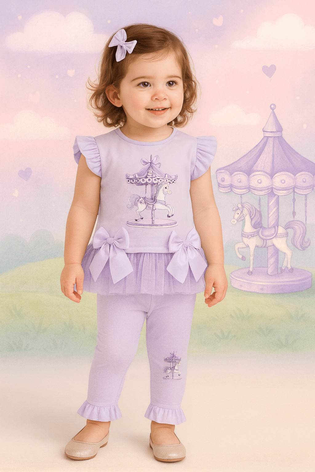 Giorgio Bambini SS26 - Girls Carousel Lilac Leggings & Top Set