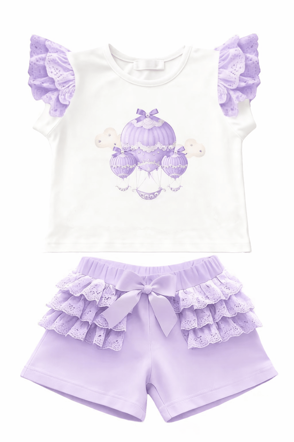 Giorgio Bambini SS26 - Girls Lilac Hot Air Balloon Short Set