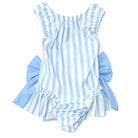 Girls Blue Stripe Bow Swimsuit 2–12 Years