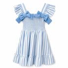 Girls Blue Stripe Smocked Dress 4–14 Years