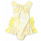 Girls lemon print swimsuit with frill trim and bow detail ages 2 to 12