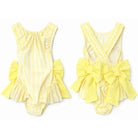 Girls lemon print swimsuit with oversized yellow bow cross back ages 2 to 12