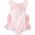 Girls Pink Stripe Bow Swimsuit 2–12 Years