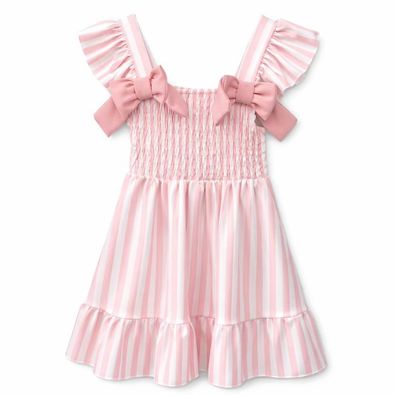 Girls Pink Stripe Smocked Dress 4–14 Years