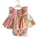 La Peppa SS24 - Baby Girls Candy Stripe Dress with Matching Knickers - Mariposa Children's Boutique