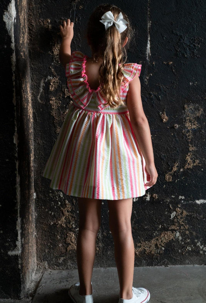La Peppa SS24 - Girls Candy Stripe Summer Dress - Mariposa Children's Boutique