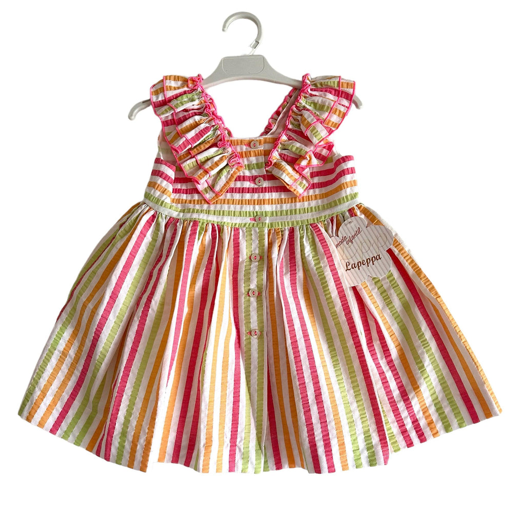La Peppa SS24 - Girls Candy Stripe Summer Dress - Mariposa Children's Boutique