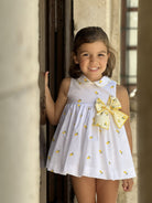 Baby girls lemon print Spanish dress with bow La Peppa SS26