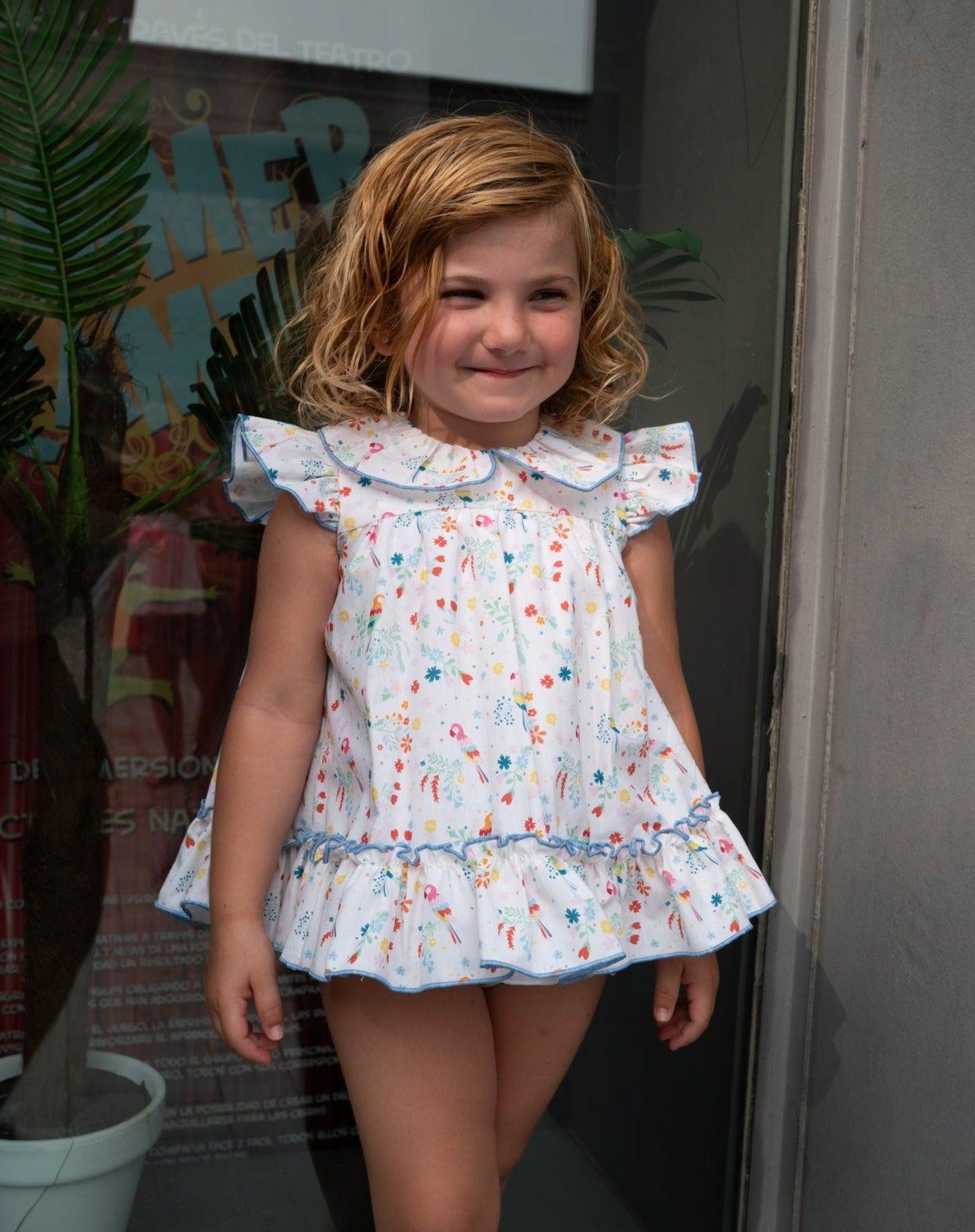 Lililu by El Copo SS24 - Baby Girls Multi Colour Summer Dress with Knickers - Mariposa Children's Boutique