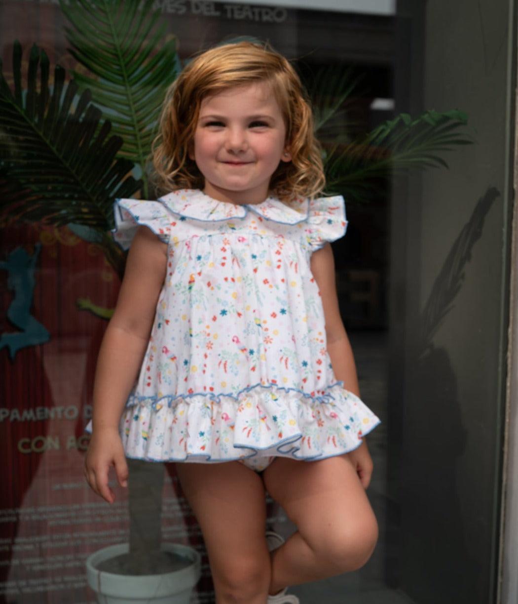 Lililu by El Copo SS24 - Baby Girls Multi Colour Summer Dress with Knickers - Mariposa Children's Boutique