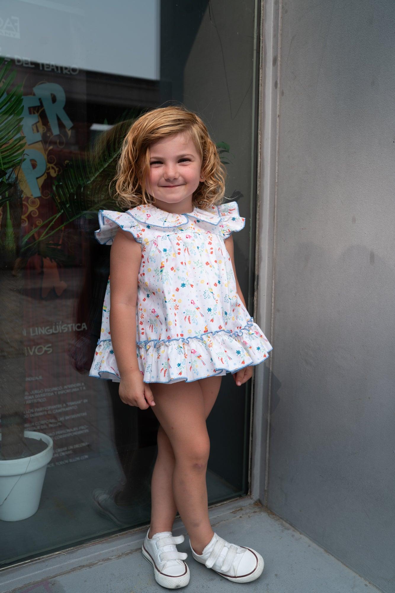 Lililu by El Copo SS24 - Baby Girls Multi Colour Summer Dress with Knickers - Mariposa Children's Boutique