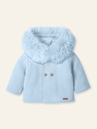 Mac Ilusion AW25 PRE - ORDER - Baby Boys Blue Knitted Coat with Faux Fur Lined Hood