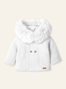 Mac Ilusion AW25 PRE - ORDER - Unisex White Knitted Coat with Faux Fur Lined Hood