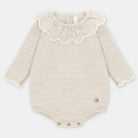 Martin Aranda AW25 - Baby Girl's Beige Short Knitted Romper Set