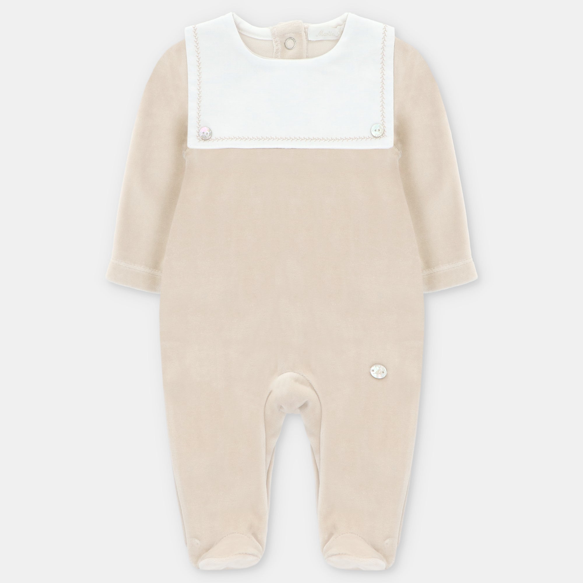 Martin Aranda Beige Velour Babygrow for AW25