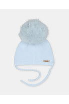 Martin Aranda baby pink knitted baby hat with faux fur pom pom made in Spain AW26