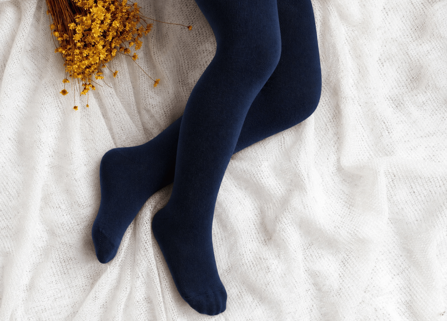 Meia Pata girls navy tights luxury Portuguese children's accessories AW26