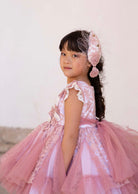 Meriche Girls Cream & Dusky Pink Occasion Dress & Headpiece | SS26